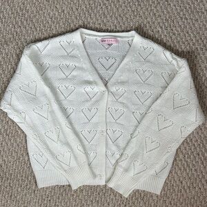 Crave Fame Heart Knit Pointelle Cardigan